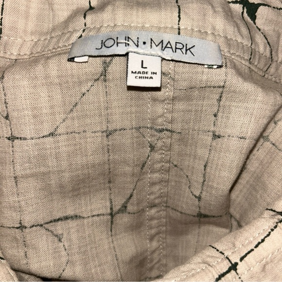 John Mark Women's Beige Abstract Button Up Long Sleeve Shirt Size L - Picture 4 of 4
